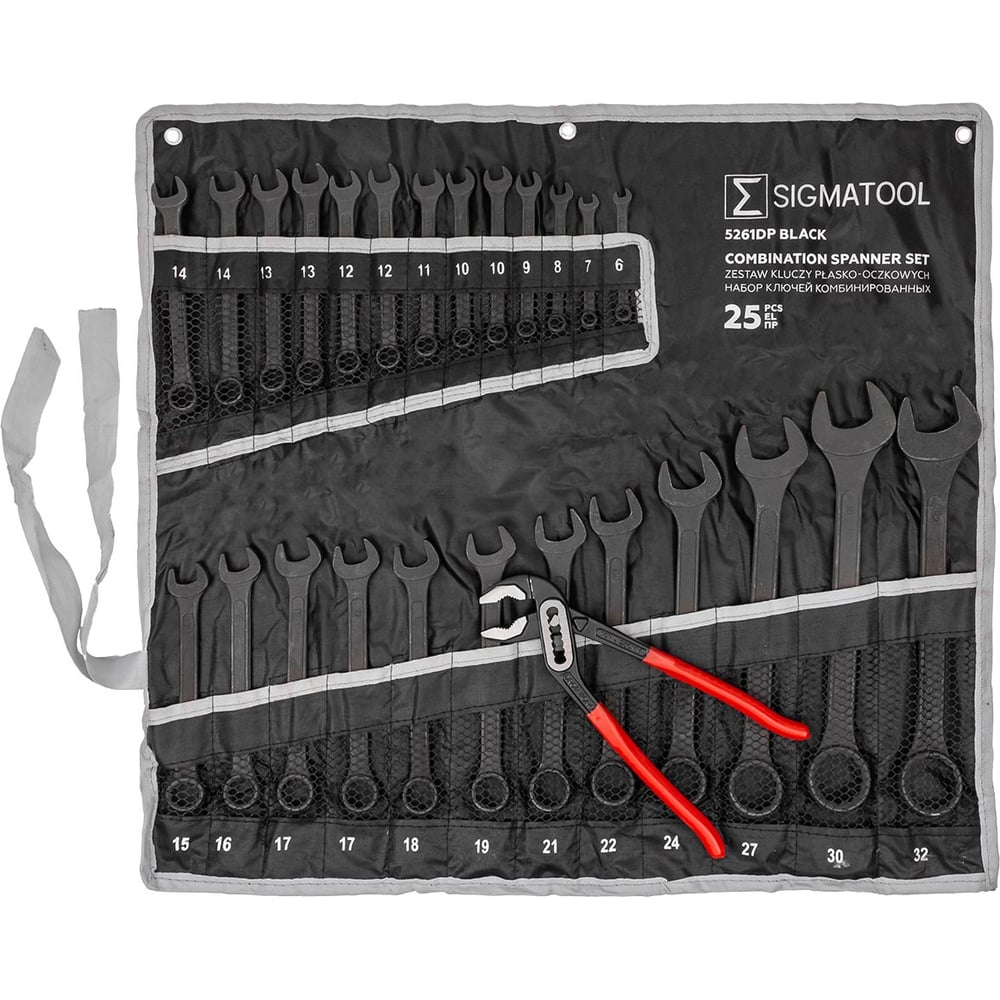 Изображение товара Набор ключей комбинированных и рожковых SIGMATOOL 25 предметов -5261DP+1 BLACK