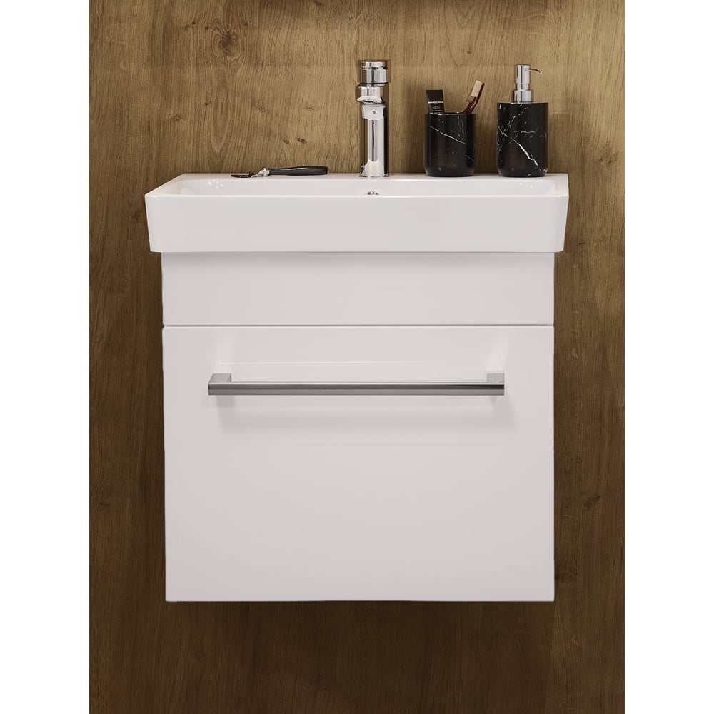 Изображение товара Тумба под раковину AQUATON Поль 50 белая с ящиком современная подвесная