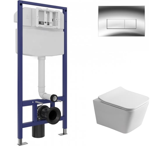 Изображение товара Комплект инсталляция Wesnaart EKO (унитаз, инсталляция, кнопка, сидушка) EKO-047205-KUB13