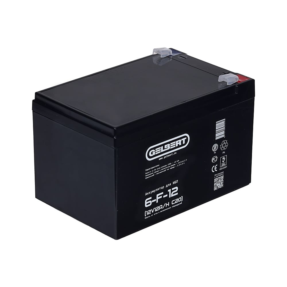 Изображение товара Аккумулятор GELBERT 6-F-12 12В 12Ач AGM для ИБП и резервных систем