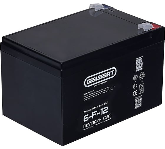 Изображение товара Аккумулятор GELBERT для ИБП 6-F-12 (12V12A/H C20) 0000006