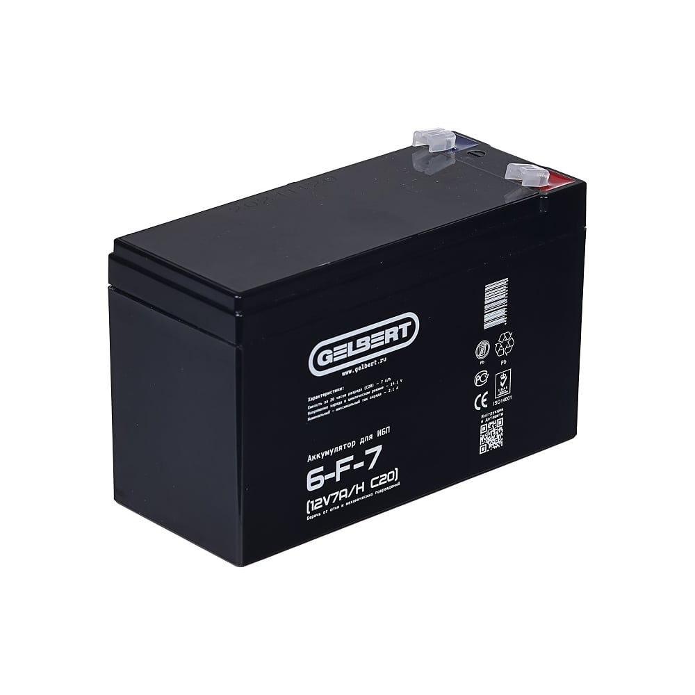 Изображение товара Аккумулятор GELBERT для ИБП 6-F-7 12V7A/H AGM F2