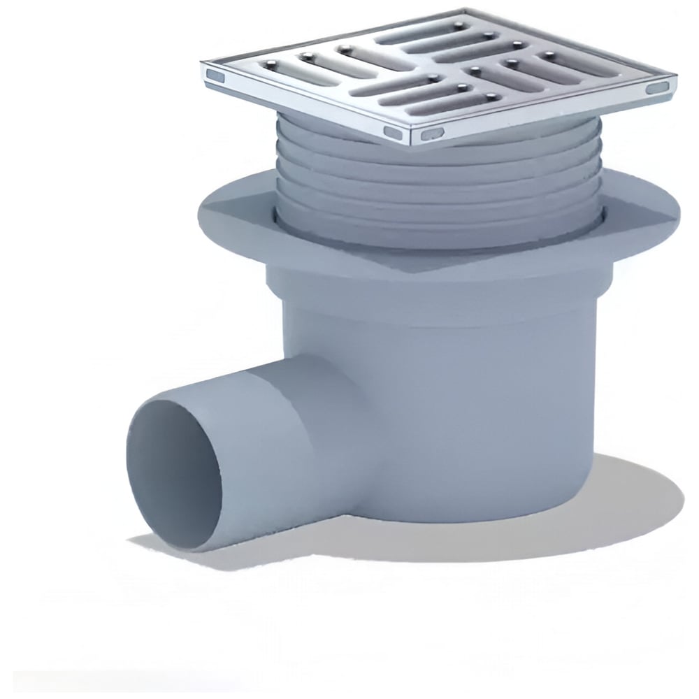 Изображение товара Трап ООО ПКФ Сварком д=50 горизонтальный пласт, решетка нерж.100х100, сухой (уп/1шт) СанТех s038361