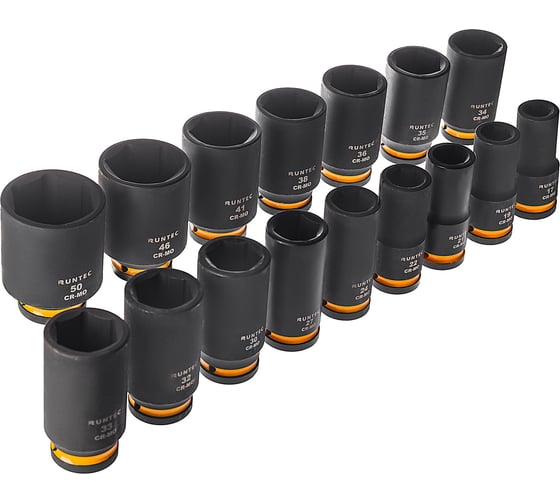Изображение товара Набор ударных головок глубоких RUNTEC 3/4, 17-50 мм, CrMo, 16 предметов RT-IS2B16L