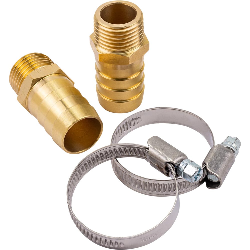 Изображение товара Штуцер пневматический с наружной резьбой 1/2″, комплект 2 шт и хомуты Rockforce