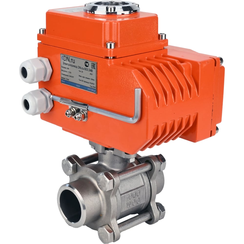 Изображение товара Кран шаровой DN.ru 316-316-PTFE-FP-W-ISO-H WDVF Ду40 Ру40 с электроприводом QT2-005