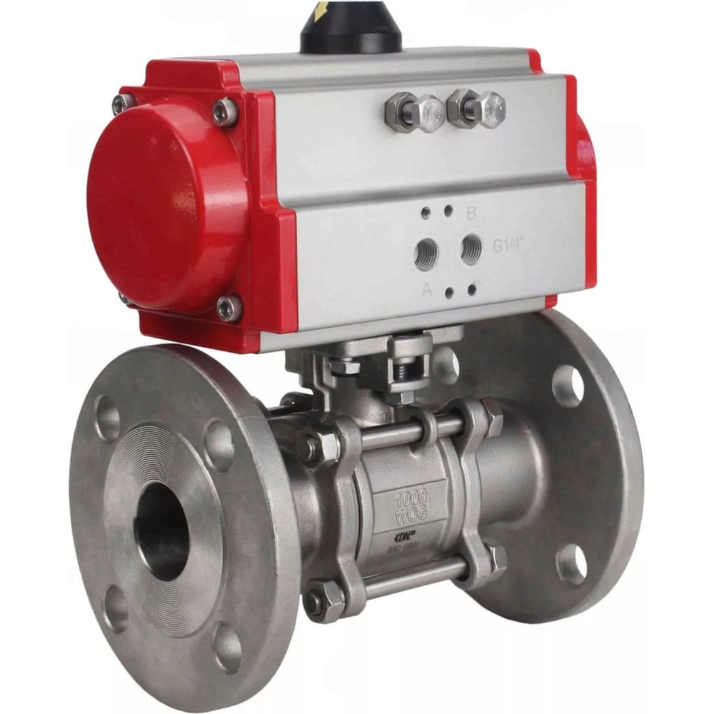 Изображение товара Кран шаровой DN.ru КШФПТ 316.180 Ду65 Ру25 пневмопривод для воды и газа