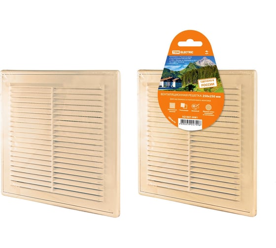 Изображение товара Решетка TDM ELECTRIC разъемная с москитной сеткой, 250х250 ЭКО (беж.) SQ1807-0081