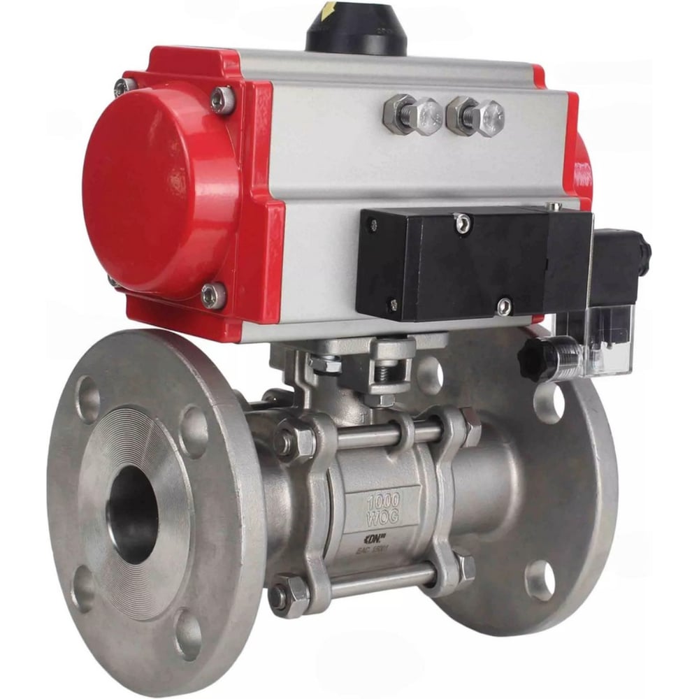 Изображение товара Кран шаровой DN25 Ру40 пневмопривод нержавеющая сталь профессиональный разборный