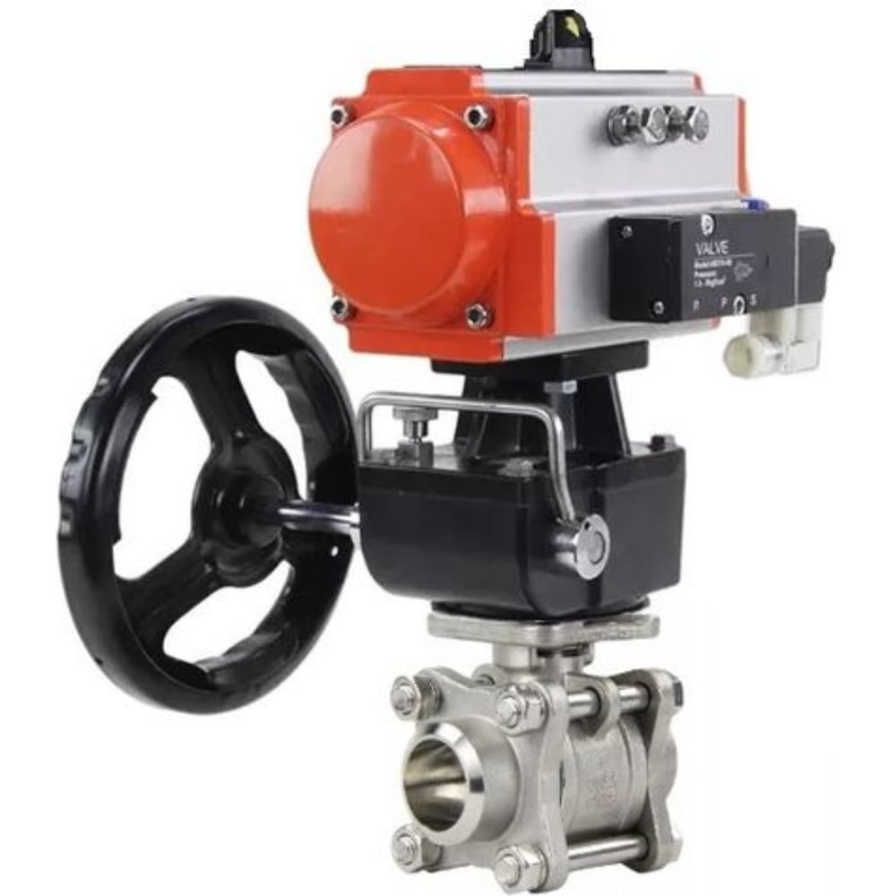 Изображение товара Кран шаровой DN.ru КШПП 316.200-ISO Ду40 Ру40 с пневмоприводом и разборным корпусом