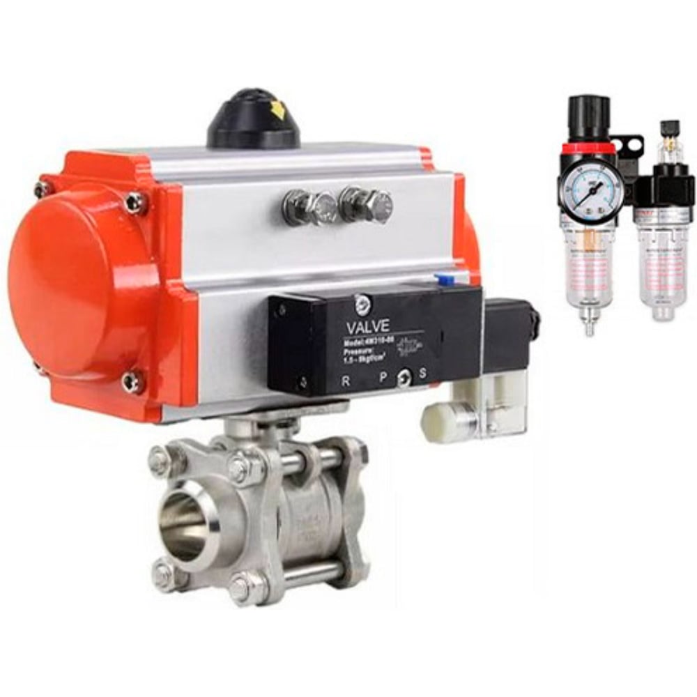 Изображение товара Кран шаровой DN.ru КШПП 316.200-ISO Ду25 Ру63 с пневмоприводом Изображение товара Кран шаровой DN.ru КШПП 316.200-ISO Ду25 Ру63 с пневмоприводом