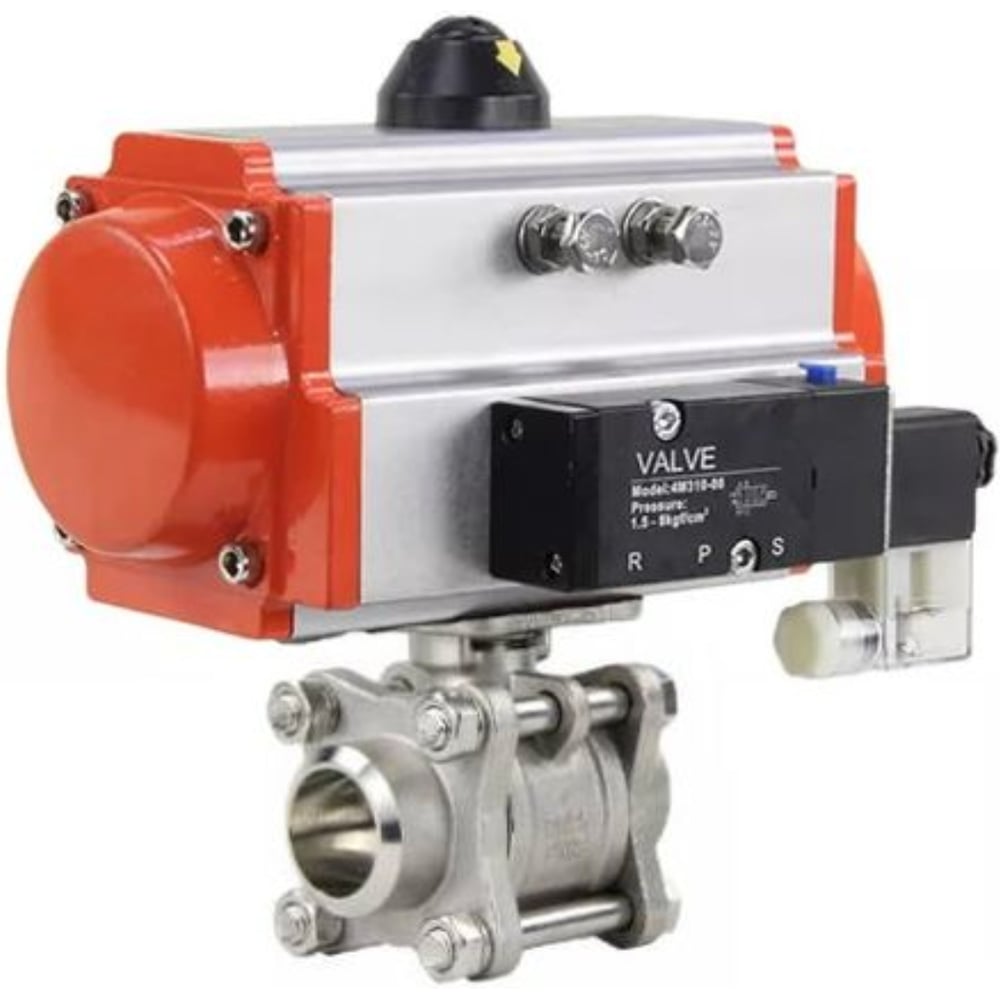 Изображение товара Кран шаровой DN.ru КШПП 316.200-ISO Ду32 Ру63 пневмопривод нержавеющая сталь