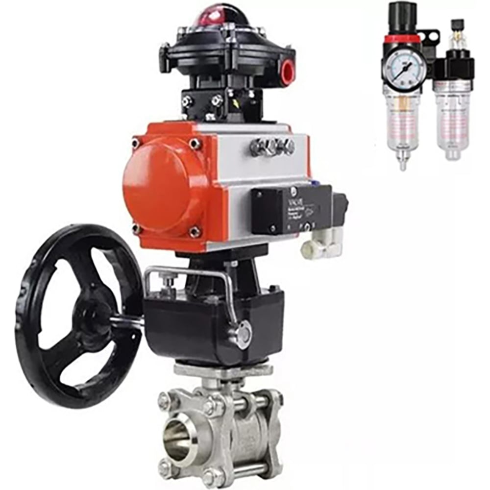 Изображение товара Кран шаровой DN.ru КШПП 316.200-ISO Ду100 Ру25 с пневмоприводом для промышленности