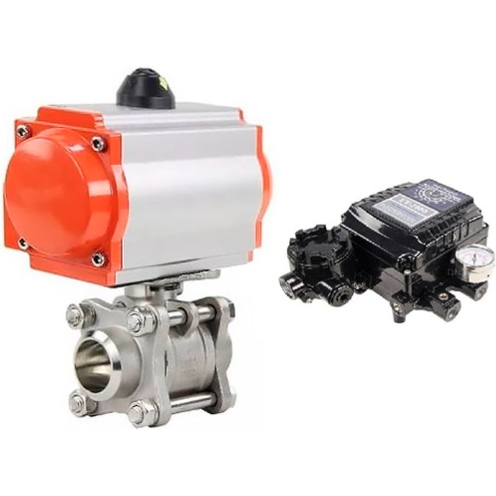 Изображение товара Кран шаровой DN.ru КШПП 316.200-ISO Ду32 Ру63 с пневмоприводом и разборным корпусом