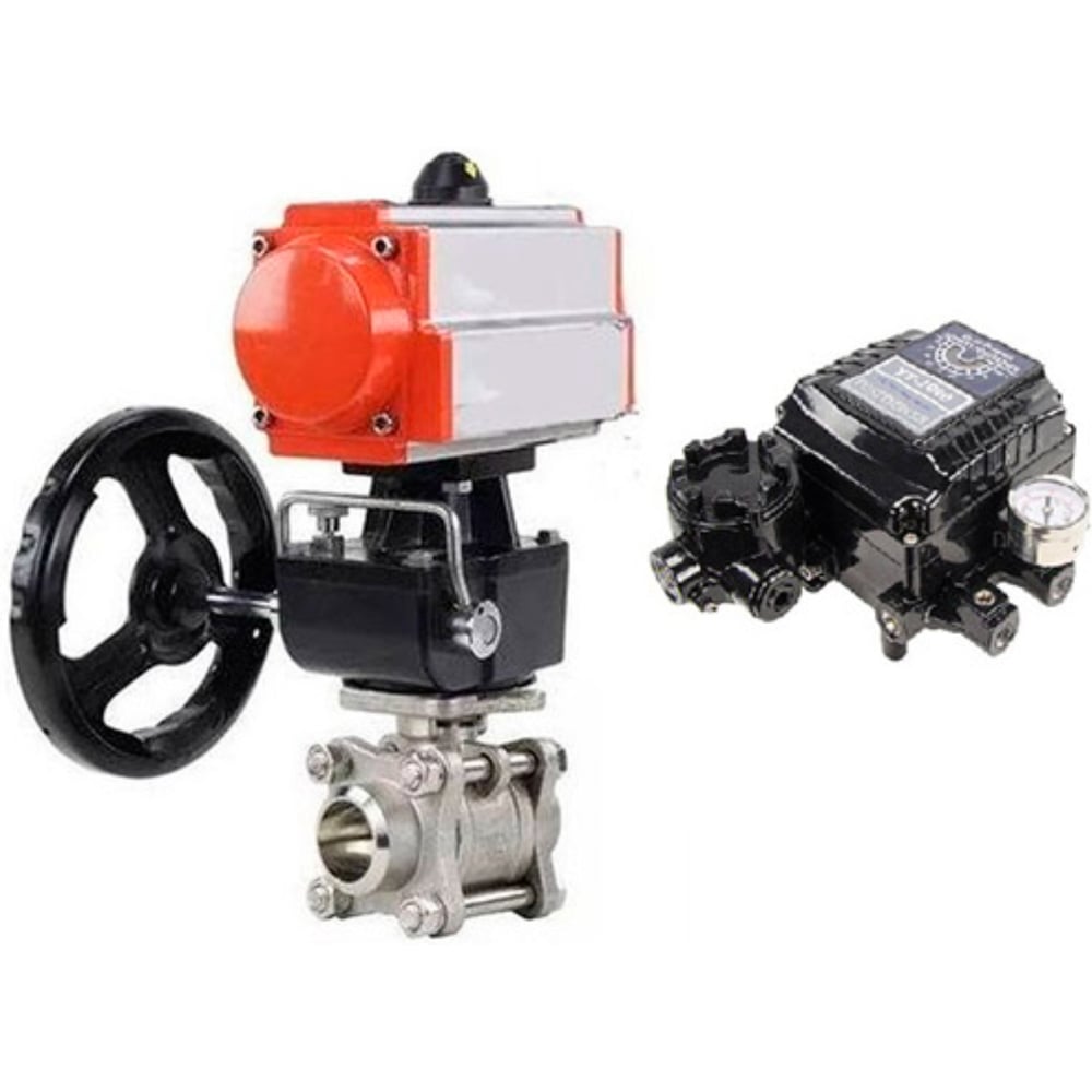 Изображение товара Кран шаровой DN.ru КШПП 316.200-ISO Ду50 Ру40 нержавеющая сталь пневмопривод