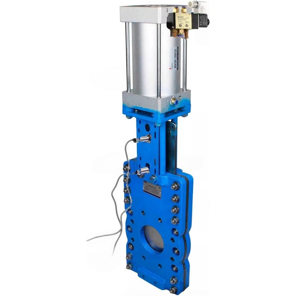 Изображение товара Задвижка шиберная DN.ru со сквозным ножом Ду100 пневмопривод SN-WCB-304-NBR-2W-Fb-2P