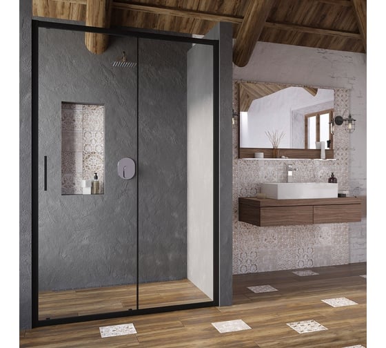 Изображение товара Душевая дверь Ravak Blix Slim BLSDP2-100 черный+Transparent X0PMA0300Z1