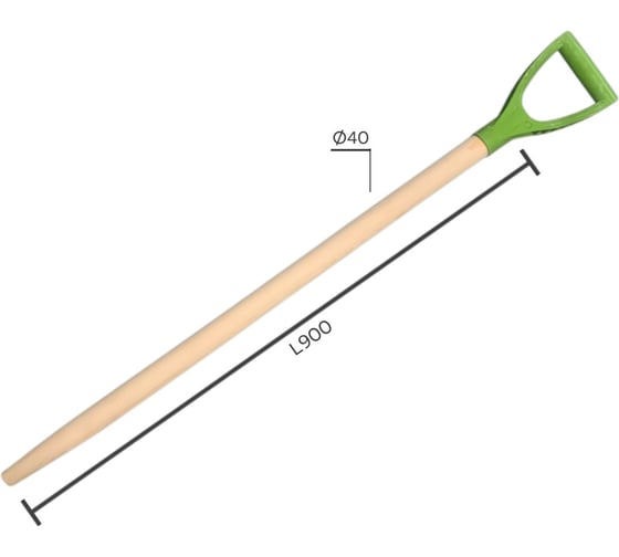 Изображение товара Черенок для лопат в/с d40 L 900мм c V ручкой woodtrade X828015324 00217