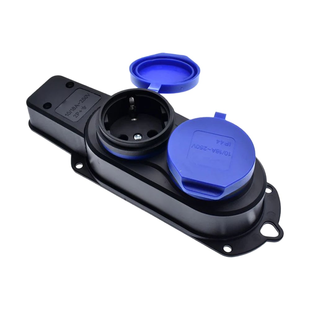 Изображение товара Каучуковая колодка Filum 2-х местная 2P+PE 16A IP44 с защитной крышкой синий