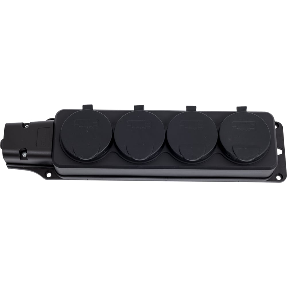 Изображение товара Каучуковая колодка Filum 4-х местная 2P+PE 16A IP44 c крышкой черная