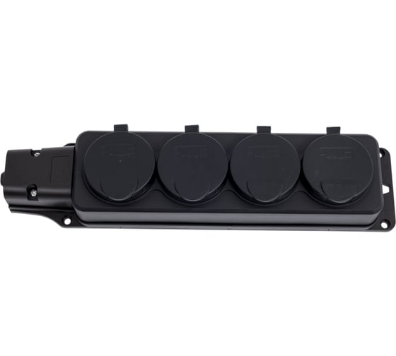 Изображение товара Каучуковая колодка Filum 4-х местная 2P+PE 16A 250В IP44 с защитной крышкой чёрного цвета FL-SB-4EU-IP44-BK