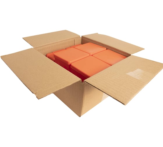 Изображение товара Коробка распаячная для открытой проводки Урал ПАК оранжевая 80х80х50мм с гермовводами, огнестойкая (FR) в гофроящике 10 шт КО-32012080-010