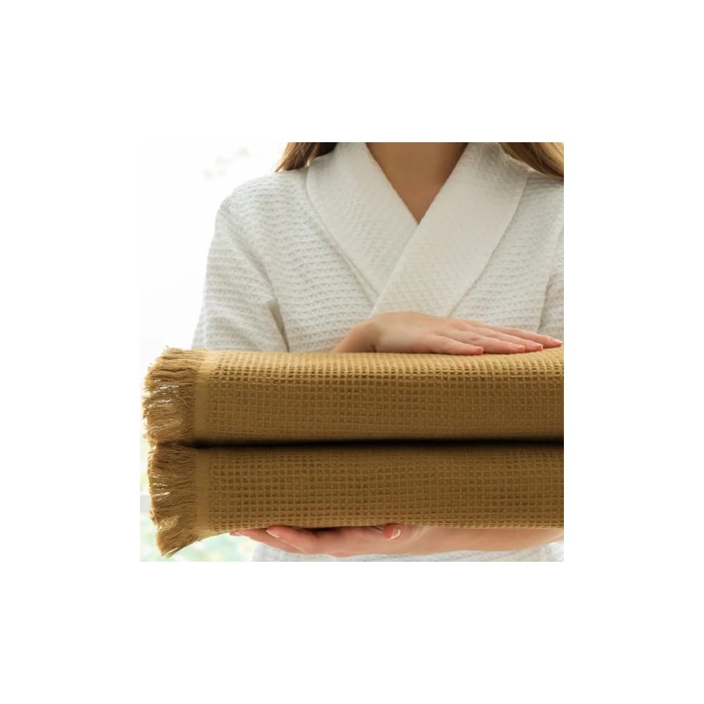 Изображение товара Вафельные полотенца Guten Morgen Валласон оливкового цвета 70х140 см набор 2 шт