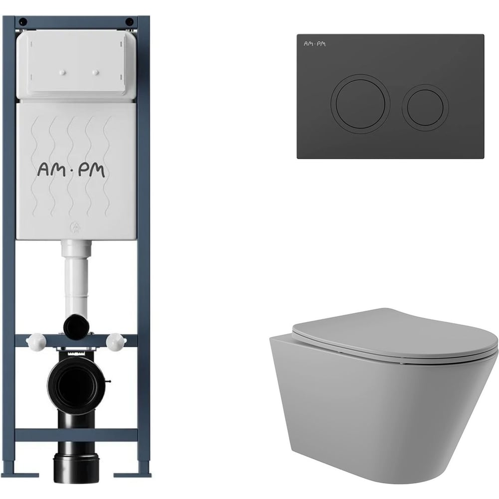 Изображение товара Комплект для унитаза AM.PM ErgoFit с инсталляцией и сиденьем Soft-Close