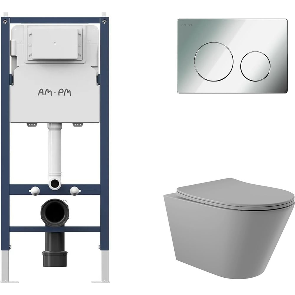 Изображение товара Комплект унитаз подвесной безободковый с инсталляцией PrimeFit AM.PM