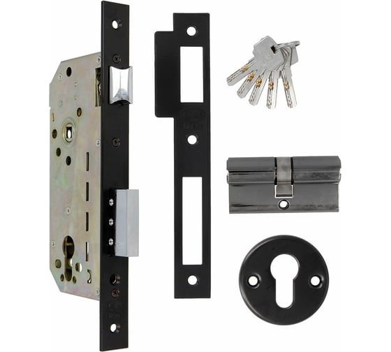 Изображение товара Врезной дверной замок Amig (черный; с цилиндром) 340 NE