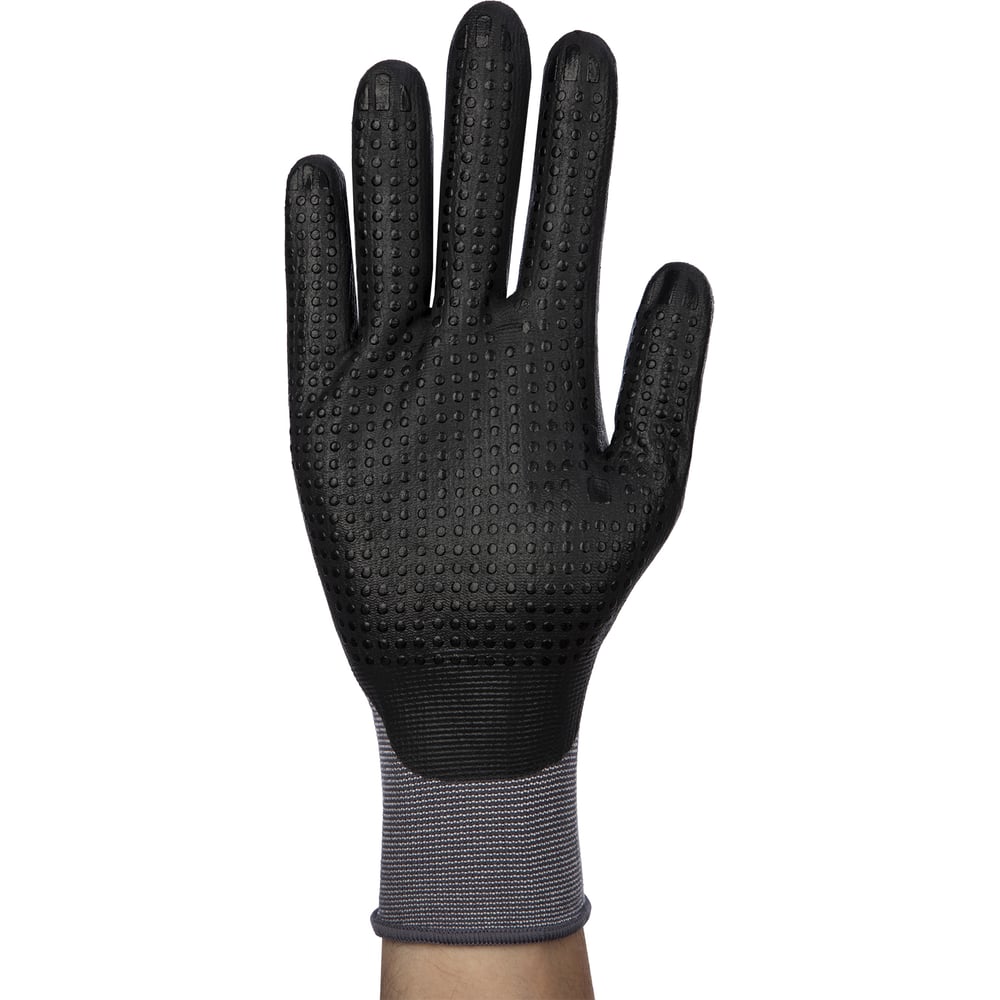 Изображение товара Трикотажные полиэфирные перчатки с нитриловым покрытием и ПВХ напылением 12 пар NewLine