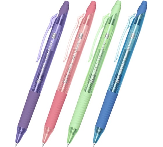 Изображение товара Ручка гелевая стираемая автоматическая X-ERASE RT PASTEL COLOR BRAUBERG, синяя, узел 0.7мм 24 шт 144424
