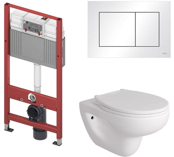 Изображение товара Комплект Alentori TECEbase 2.0 с кронштейнами, панель смыва TECEnow белая +  FLUIRE 901 Унитаз подвесной безободковый, быстросъёмное сиденье с микролифтом, белый глян. 9400413AL.FLU40901.W