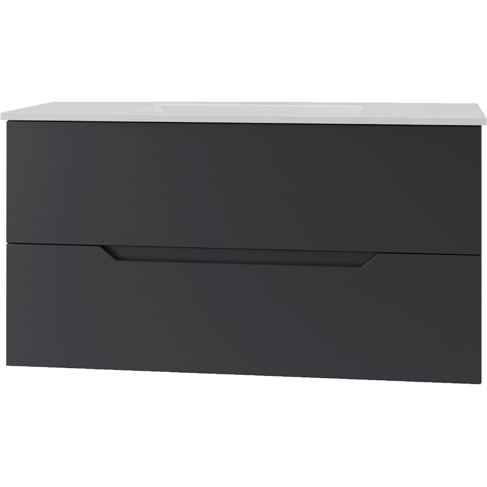 Изображение товара Подвесная тумба Orange Line 100 черная, с раковиной Li-100Tub+Ra