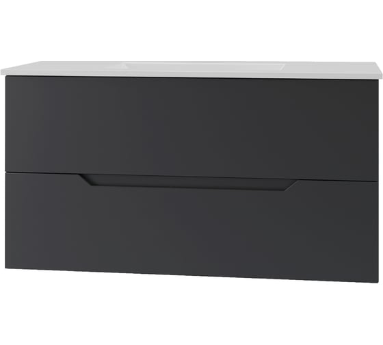 Изображение товара Тумба подвесная ORANGE Лайн 100 черная с раковиной. Li-100Tub+Ra