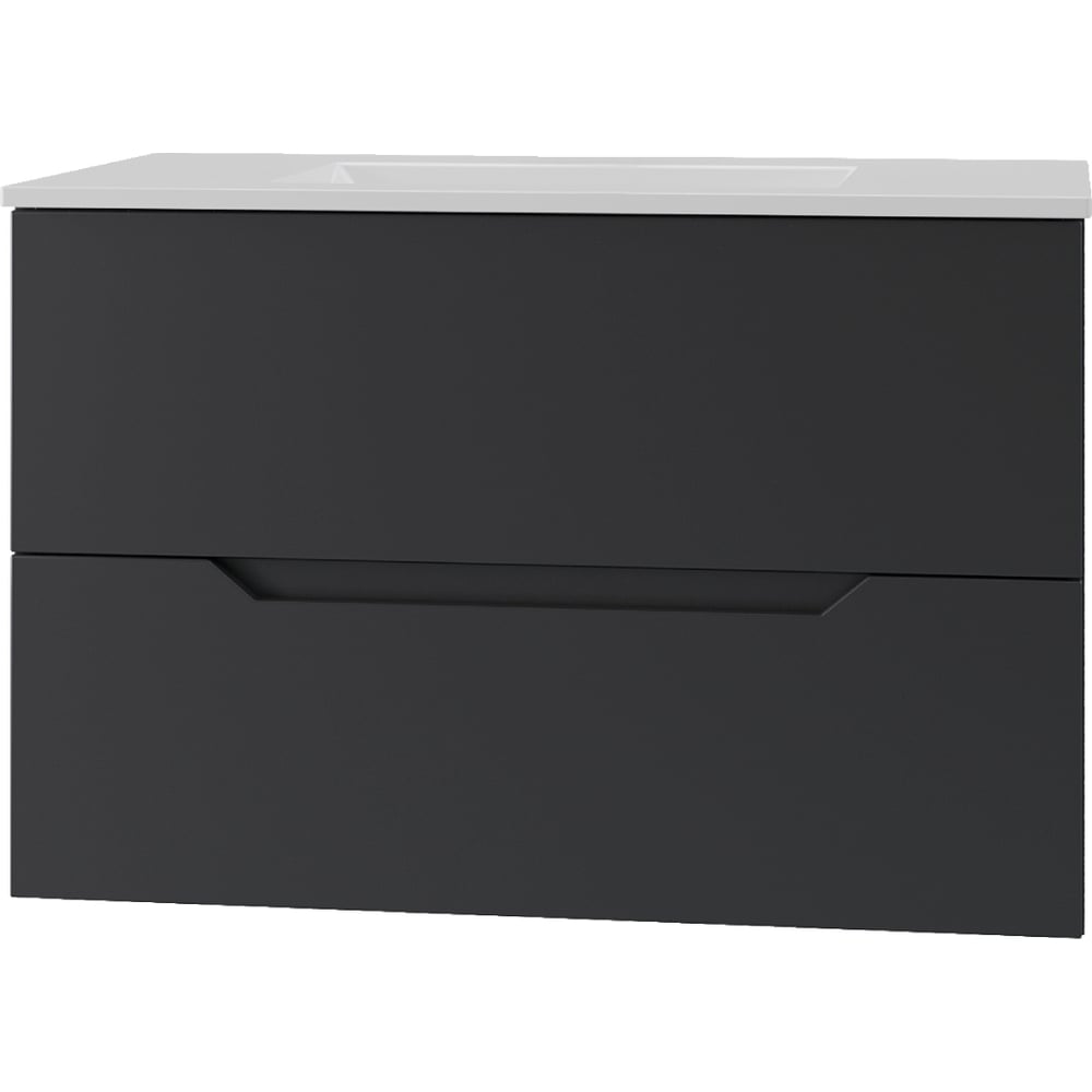 Изображение товара Подвесная тумба с раковиной Orange Line 80 черная с белой прямоугольной мойкой