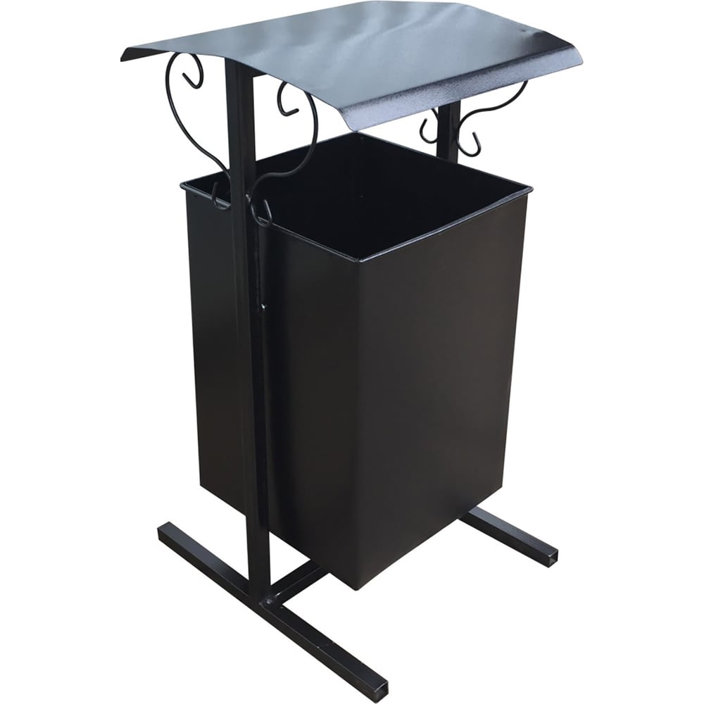 Изображение товара Урна M-GROUP Классика 30 литров сталь черная с козырьком