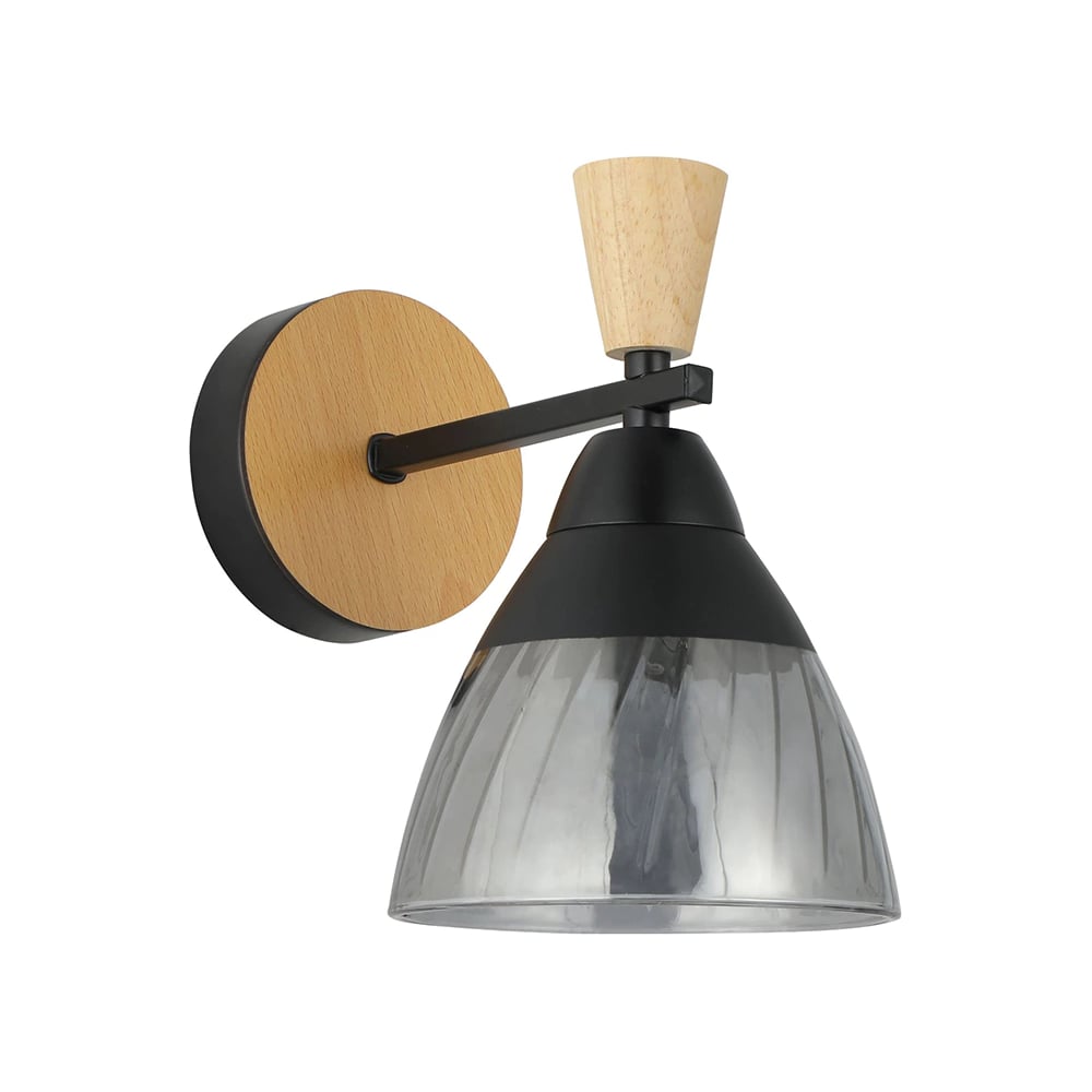 Изображение товара Бра Schaffner 1xE27 40W Traccia 4535-1W BK+WOOD стильное освещение для интерьера