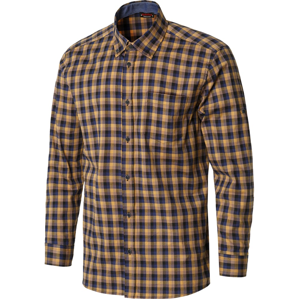 Изображение товара Рубашка СОЮЗСПЕЦОДЕЖДА БРИСТОНБАР БАРИСТА (BristonBar BARISTA) мужская охра-т.синяя, клетка, S (46) 2000000251981