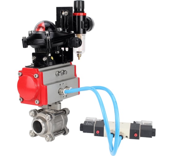 Изображение товара Кран шаровой КШПП 316.200-ISO Ду40 Ру40, пневмопривод SA-105, пневмораспределитель (2EM) 220VAC, БКВ LSB-210, БПВ DN.ru D160-75092