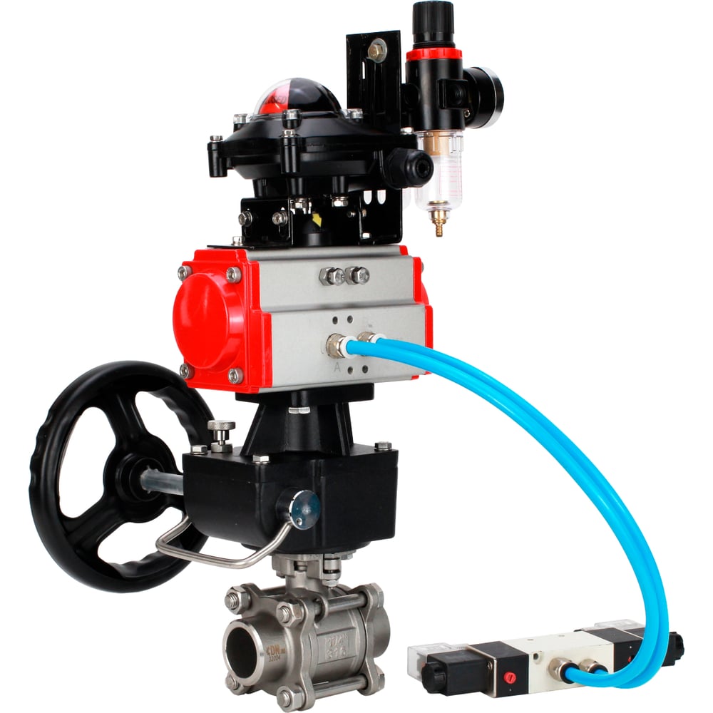 Изображение товара Кран шаровой 316-316-PTFE-FP-W-ISO-H WDVF Ду40 Ру40 пневмопривод