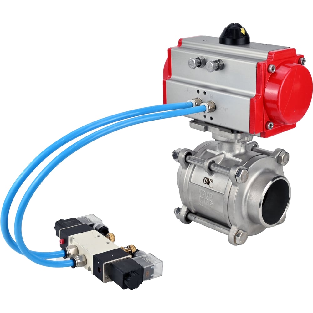 Изображение товара Кран шаровой 316-316-PTFE-FP-W-ISO-H WDVF Ду40 Ру40 с пневмоприводом