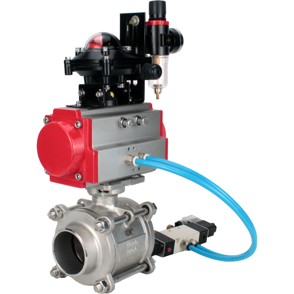 Изображение товара Кран шаровой 316-316-PTFE-FP-W-ISO-H WDVF Ду40 Ру40 пневмопривод промышленный