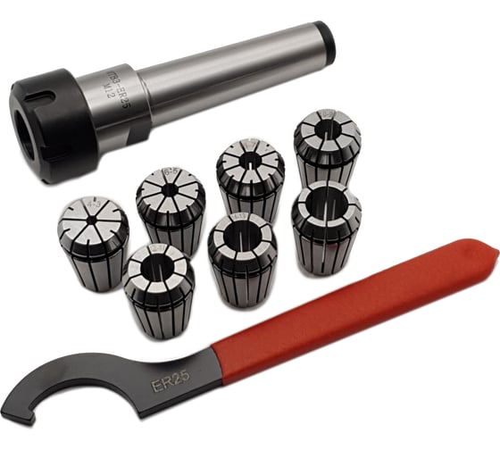 Изображение товара Патрон цанговый Морзе №3 с набором цанг ER32 6 шт, 6-20 мм ТЕХНОРЕАЛ МА320053520