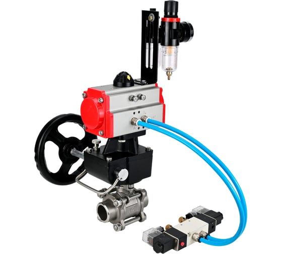 Изображение товара Кран шаровой 316-316-PTFE-FP-W-ISO-H WDVF Ду40 Ру40, пневмопривод DA-065, пневмораспределитель 220VAC, ручной дублёр HDM-1, БПВ DN.ru D160-73227