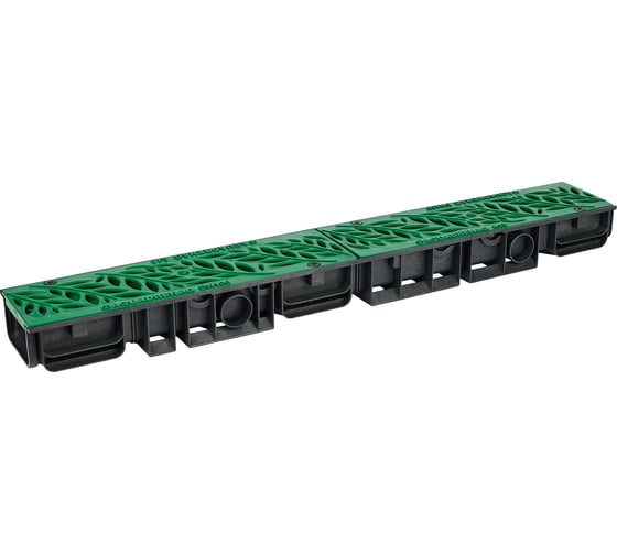 Изображение товара Лоток водоотводный пластиковый AQUADRENAG ЛВП Classic AQD DN100 H80 с решеткой пластиковой зеленой Q1080-PFG
