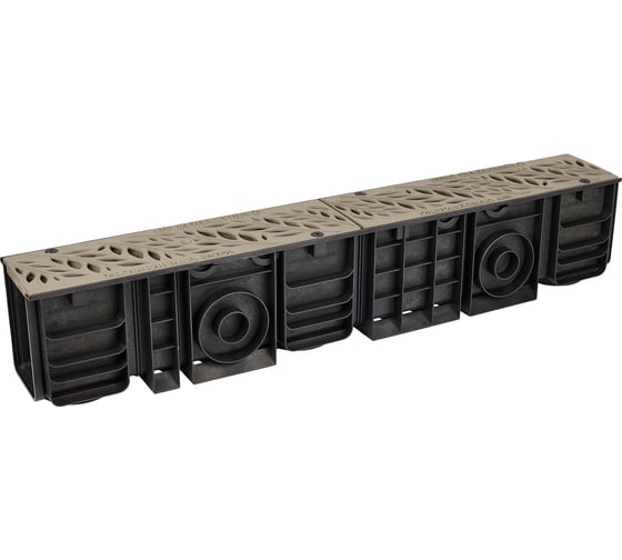 Изображение товара Лоток водоотводный пластиковый ЛВП Classic AQD DN100 H185 с решеткой пластиковой капучино AQUADRENAG Q10185-PFС Q10185-PFC