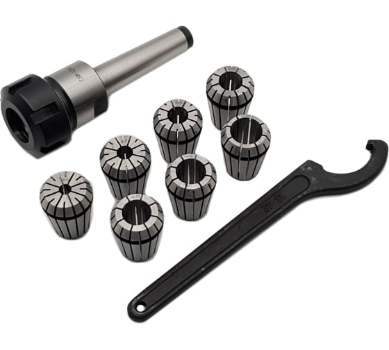 Изображение товара Патрон цанговый Морзе №2 с набором цанг ER32 6 шт, 6-20 мм ТЕХНОРЕАЛ МА320053023