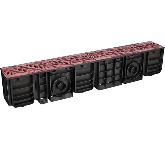 Изображение товара Лоток водоотводный пластиковый AQUADRENAG ЛВП Classic DN100 H185 с решеткой пластиковой коричневой Q10185-PFBr