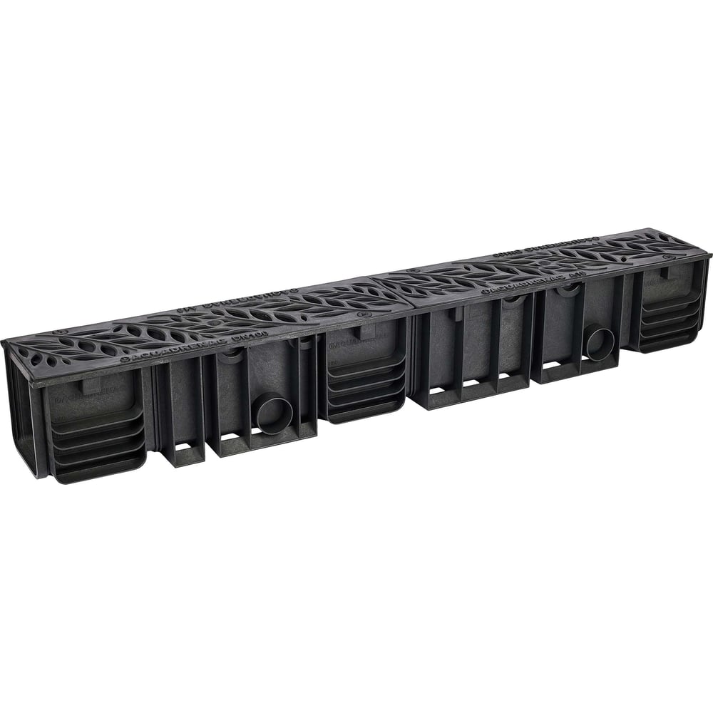 Изображение товара Водоотводный пластиковый лоток AQUADRENAG ЛВП Classic AQD DN100 H145 с решеткой черный